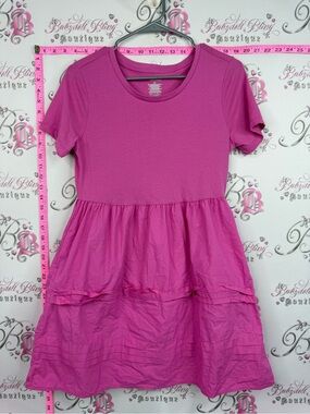 George Girls Pink Tiered Short Sleeve Dress